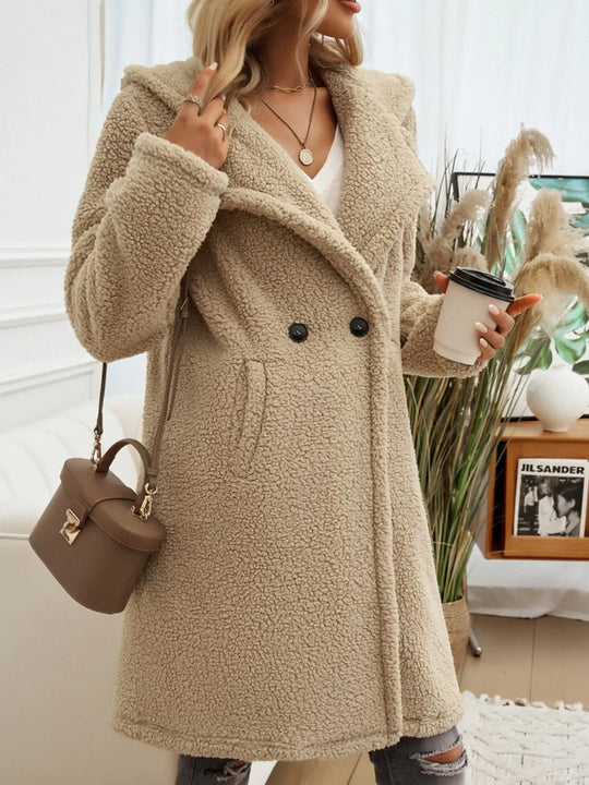 Devine - Pocketed Long Sleeve - Hooded Teddy Coat - Pfresh