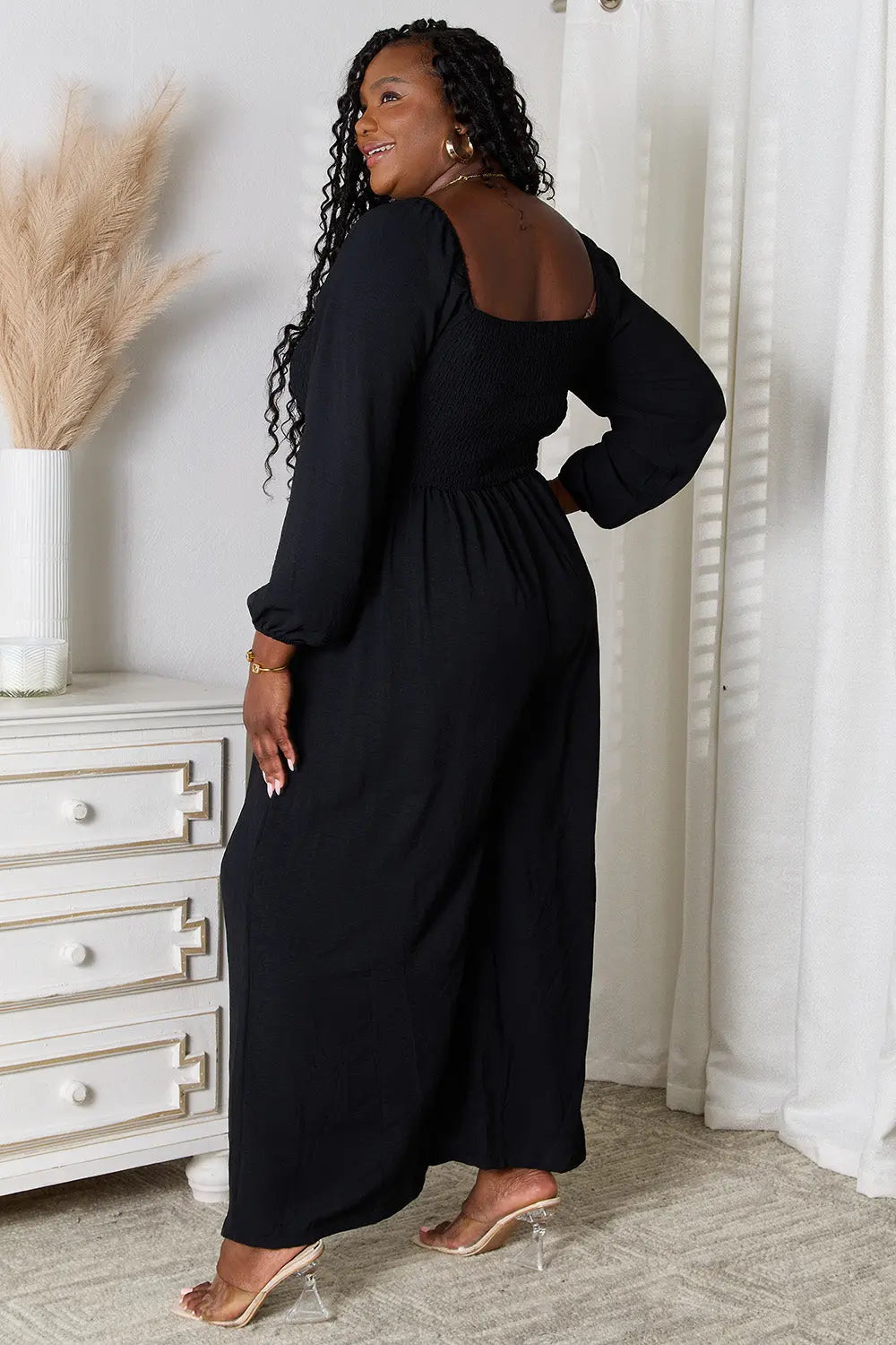 Double Take - Square Neck Jumpsuit with Pockets - Pfresh