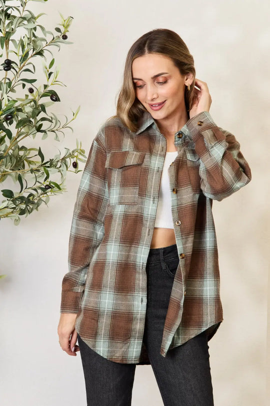 Mandy - Plaid Dropped Shoulder Shirt - Pfresh