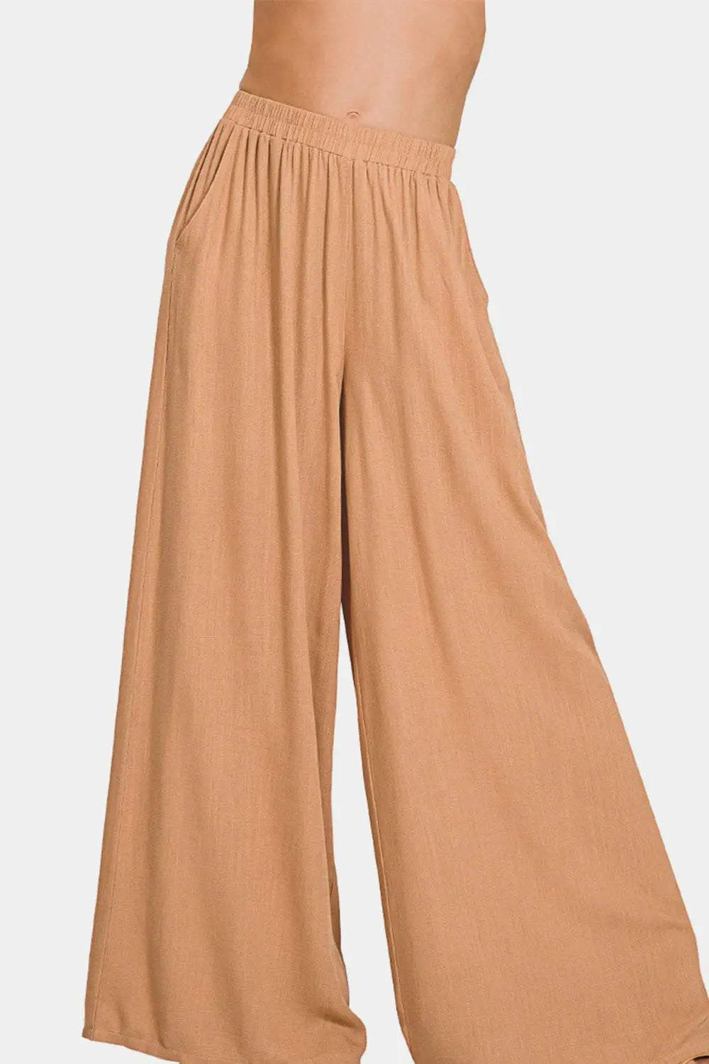 Zenana - Pleated Linen Blend - Wide Leg Pants - Pfresh