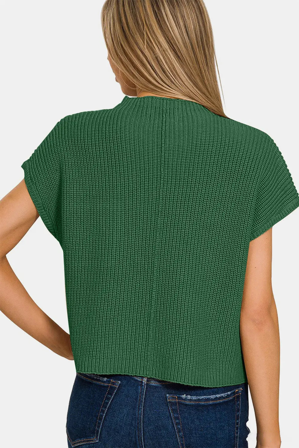 Zenana - Mock Neck - Short Sleeve Cropped Sweater - Pfresh