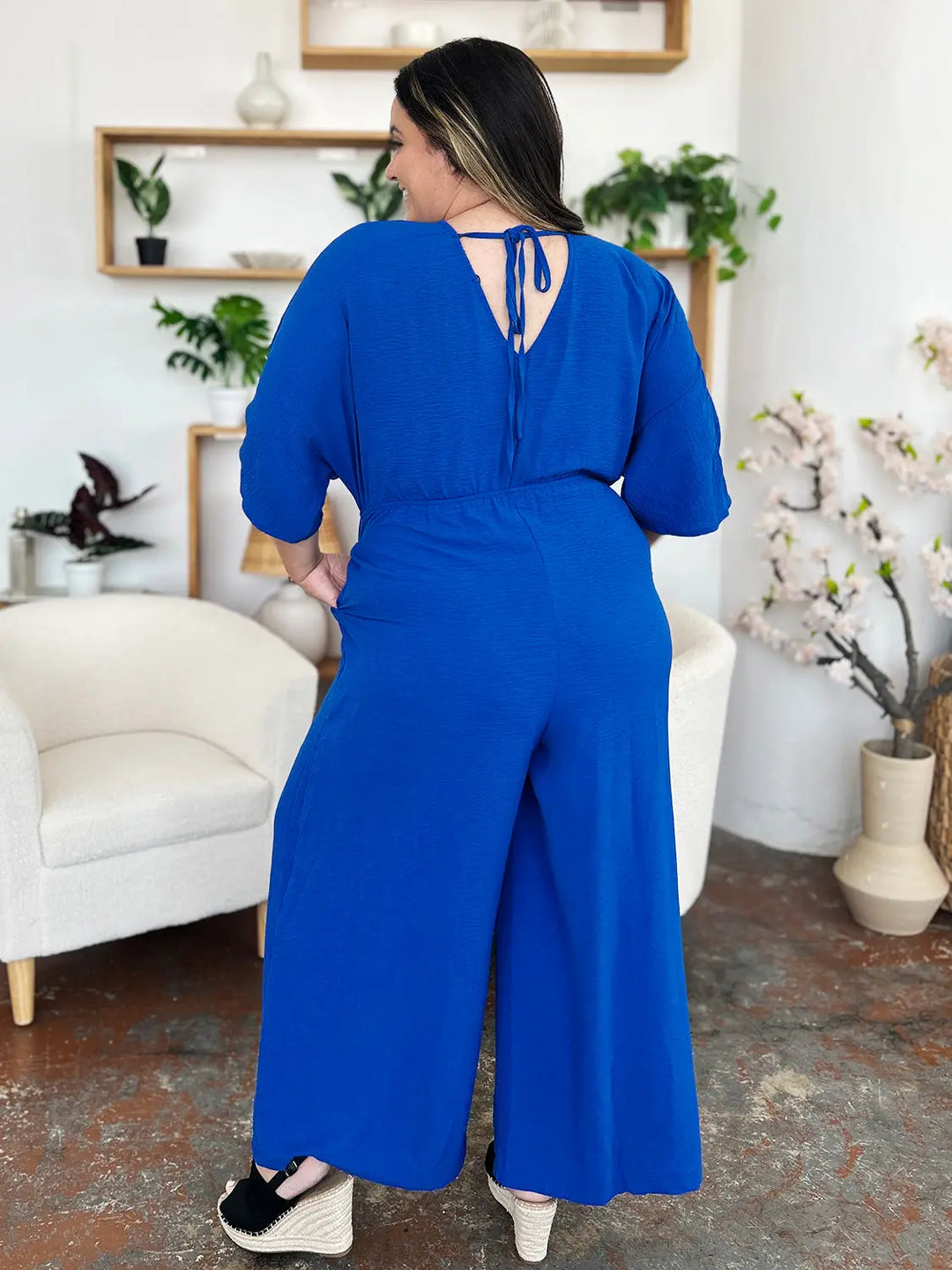 Double Take - Full Size - Surplice Wide Leg - Jumpsuit with Pockets - Pfresh