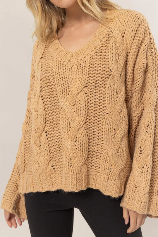 HYFVE Cable Knit V-Neck Sweater - Pfresh