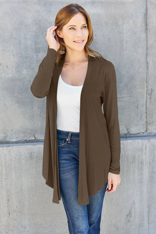 Basic Bae - Full Size - Open Front - Long Sleeve Cardigan - Pfresh