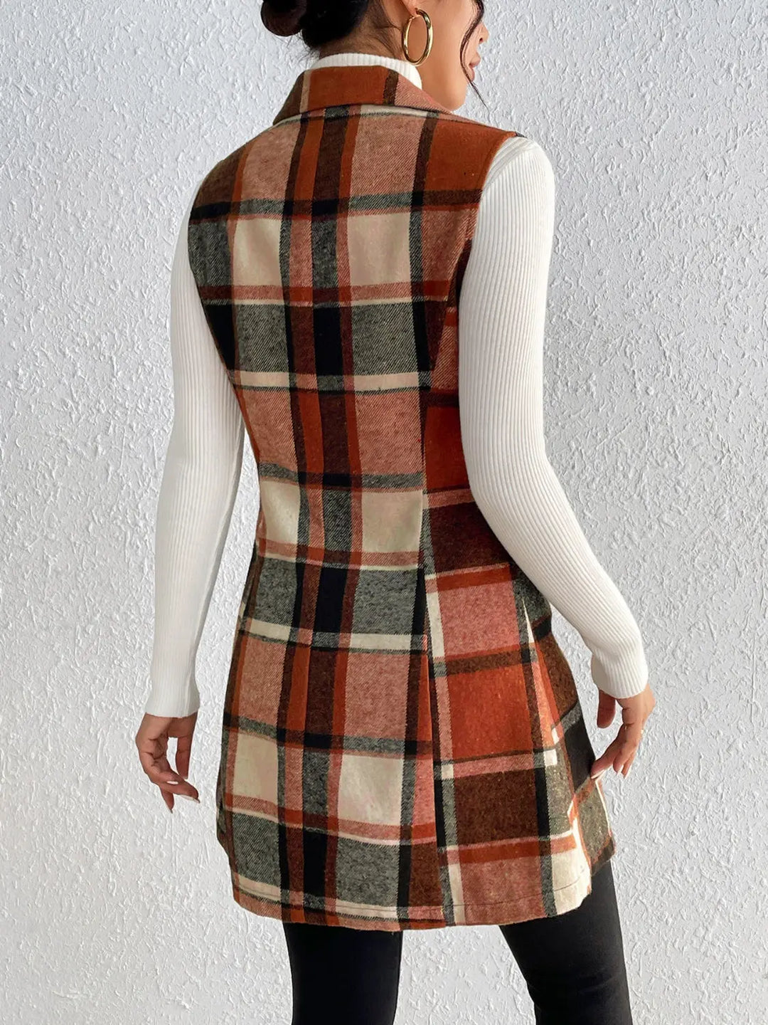 Honey - Plaid - Button Up Vest Coat - Pfresh