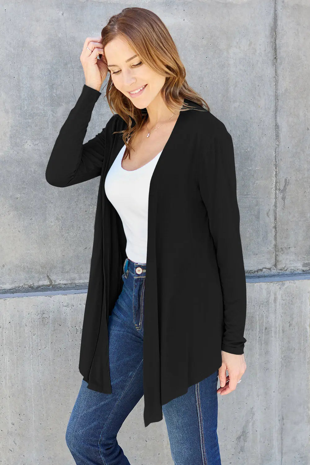 Basic Bae - Full Size - Open Front - Long Sleeve Cardigan - Pfresh