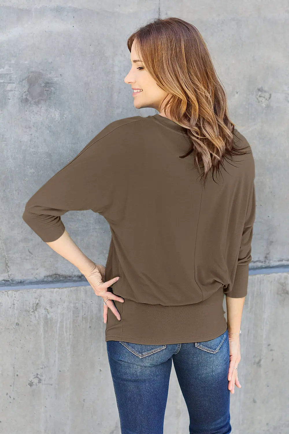 Basic Bae - Full Size Round Neck - Batwing Sleeve Top - Pfresh