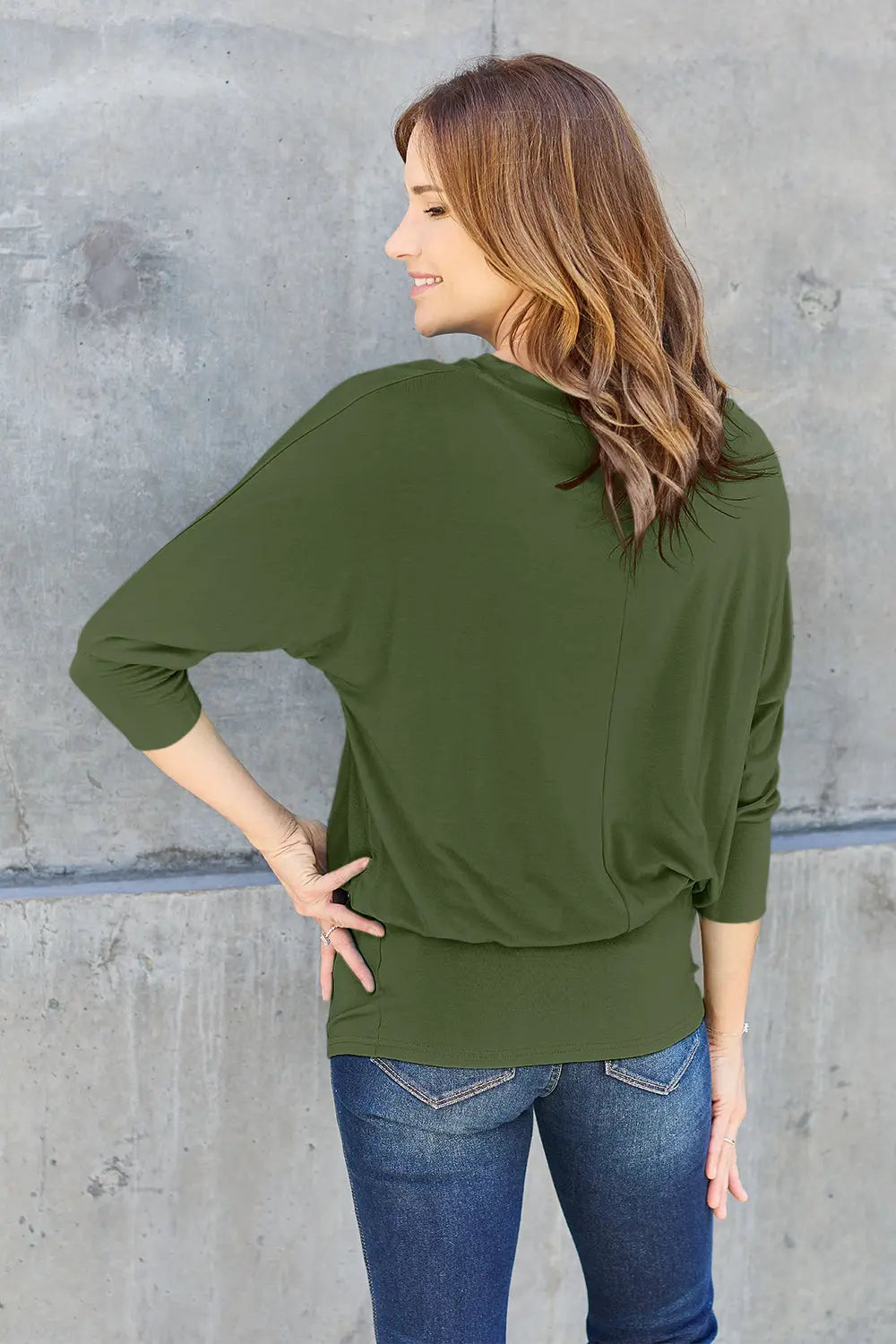 Basic Bae - Full Size Round Neck - Batwing Sleeve Top - Pfresh