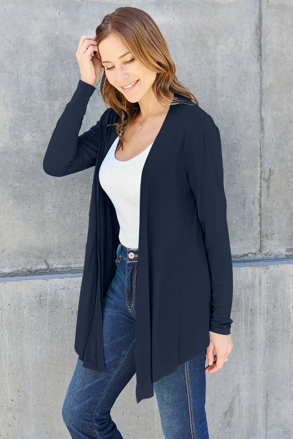 Basic Bae - Full Size - Open Front - Long Sleeve Cardigan - Pfresh