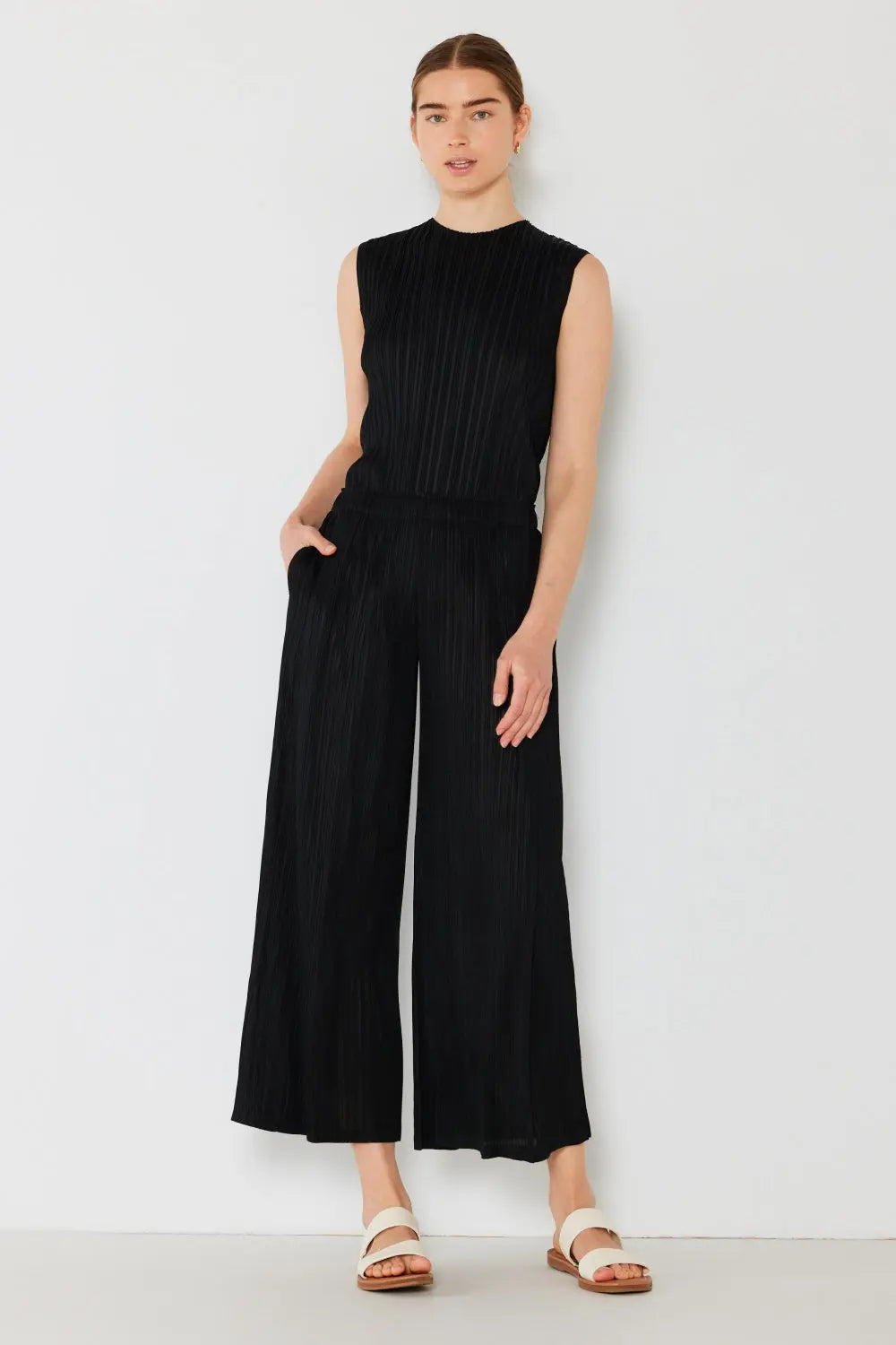 Marina West Swim - Pleated Wide-Leg Pants with Side Pleat Detail - Pfresh