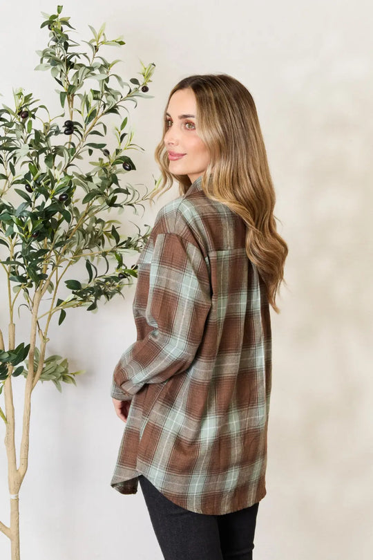 Mandy - Plaid Dropped Shoulder Shirt - Pfresh