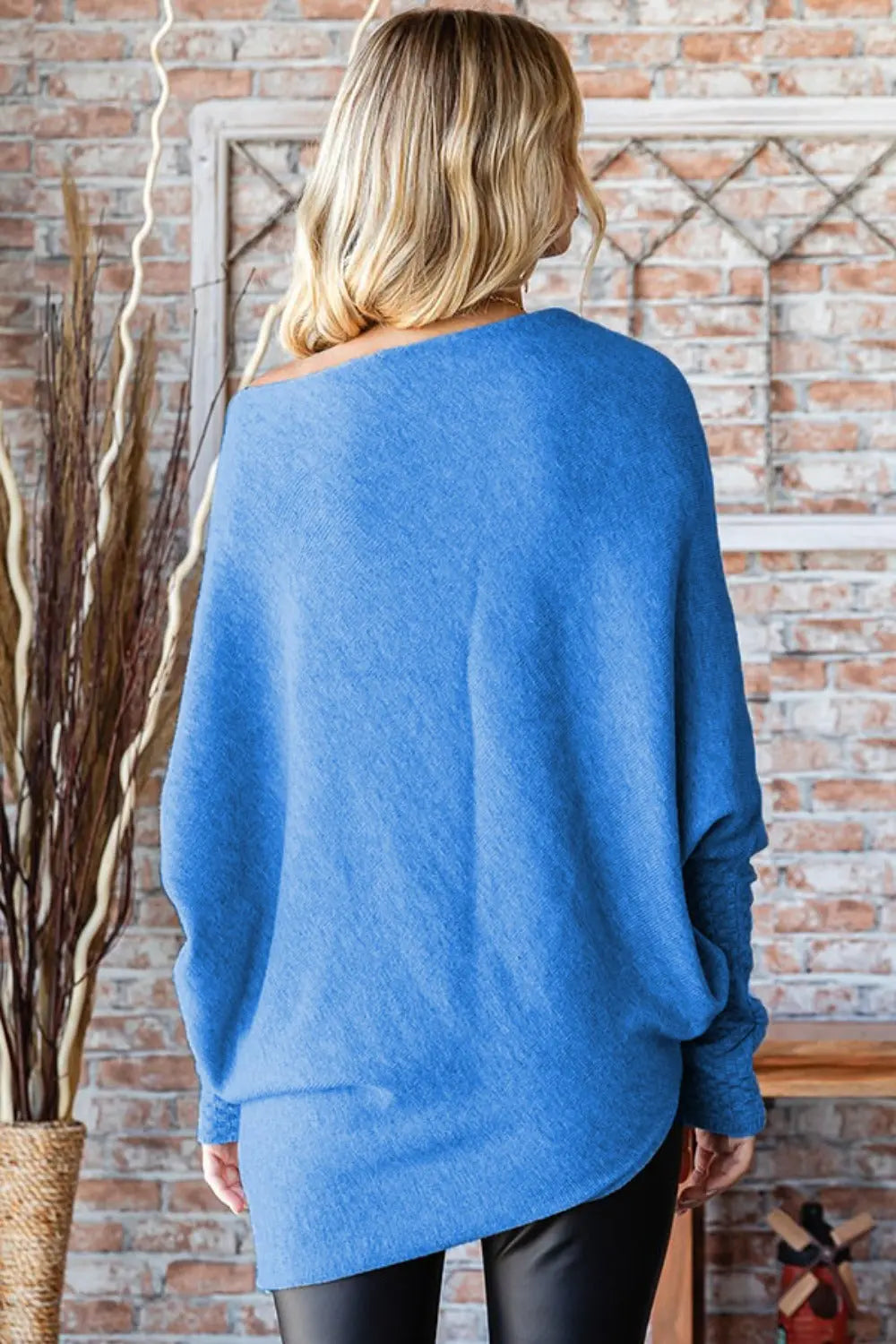 Asymmetrical Hem Dolman Sleeve Sweater Trendsi