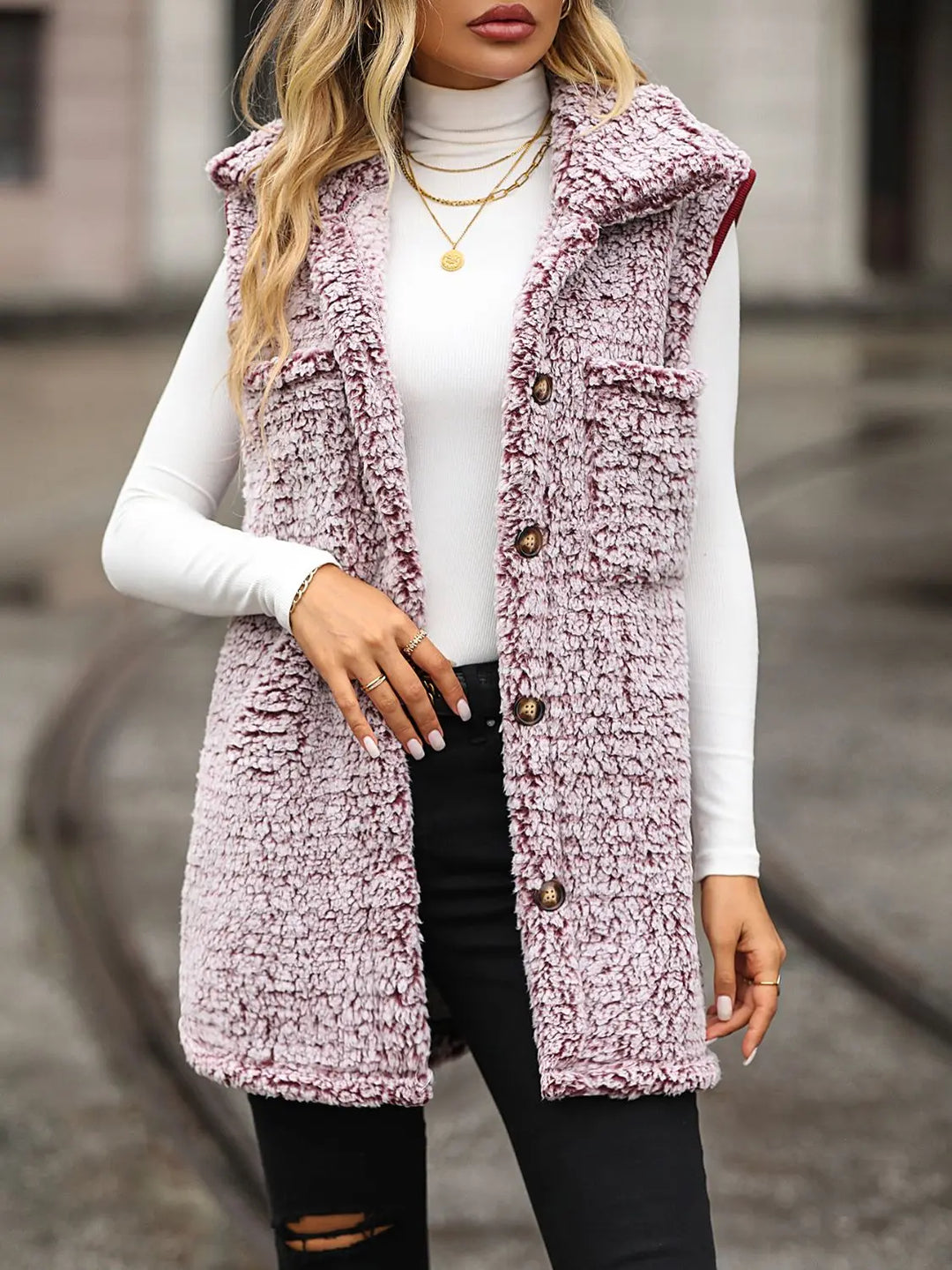 Button Down Vest Trendsi