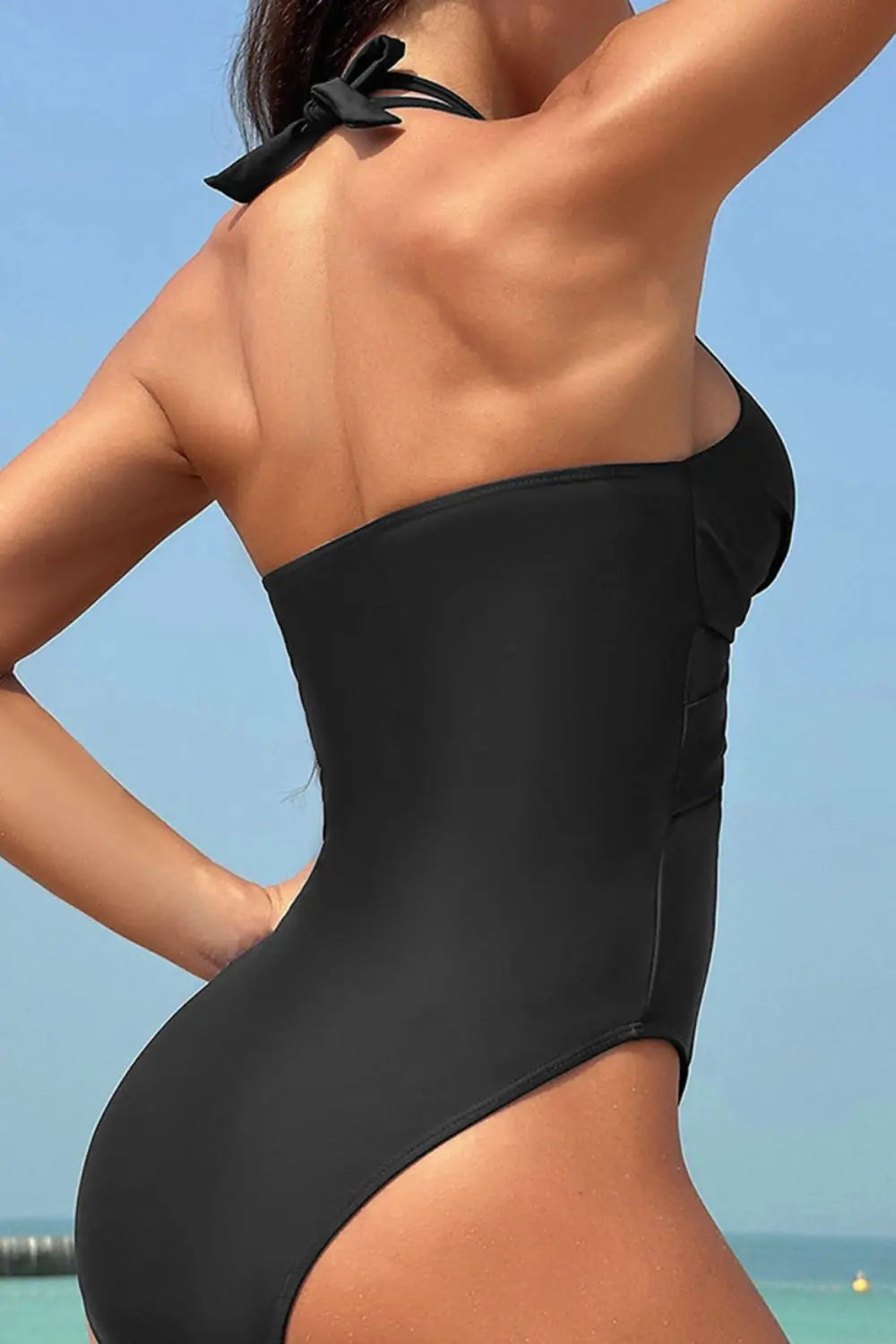 Crisscross Halter Neck One-Piece Swimwear Trendsi