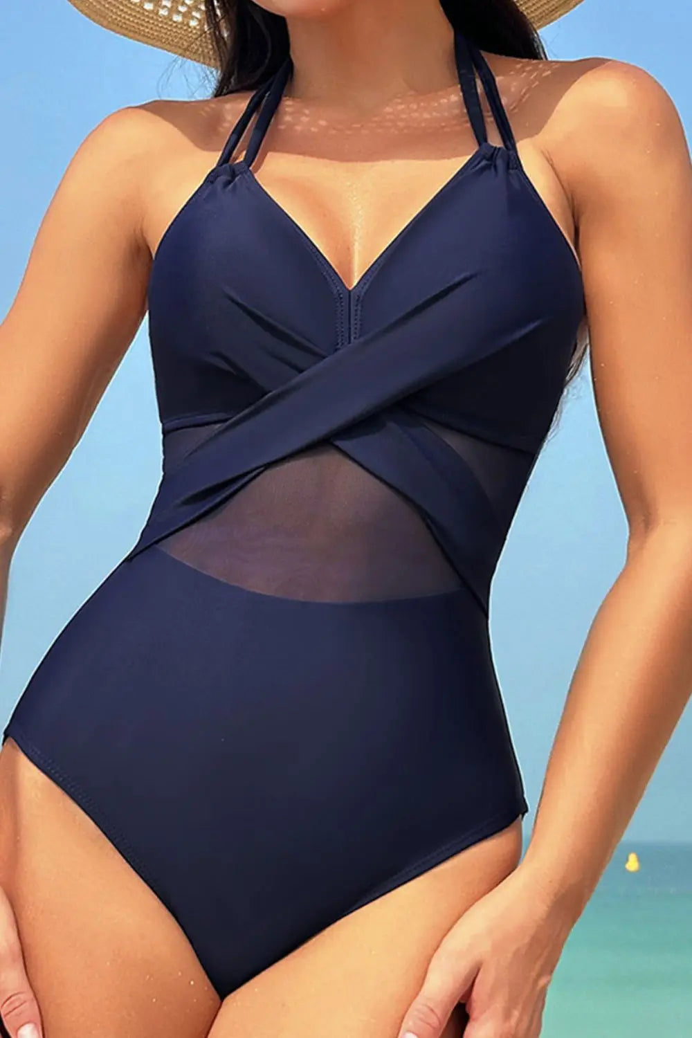 Crisscross Halter Neck One-Piece Swimwear Trendsi