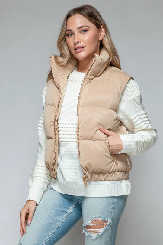 Fine Fur Lined Quilted Vest Trendsi