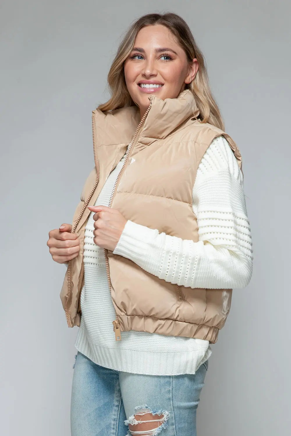 Fine Fur Lined Quilted Vest Trendsi