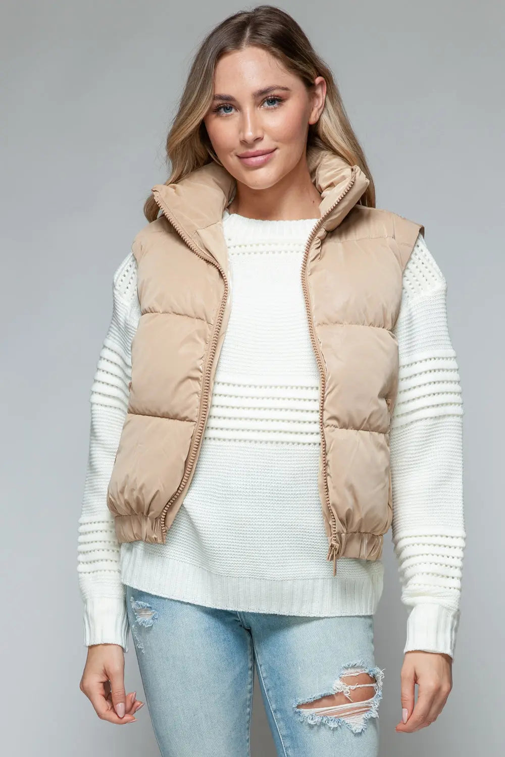 Fine Fur Lined Quilted Vest Trendsi