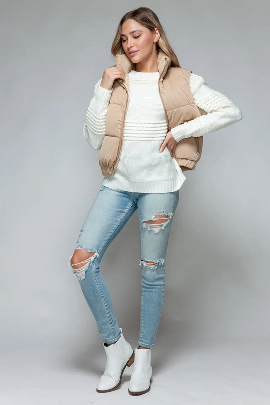 Fine Fur Lined Quilted Vest Trendsi