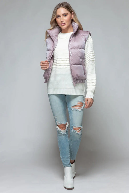 Fine Fur Lined Quilted Vest Trendsi