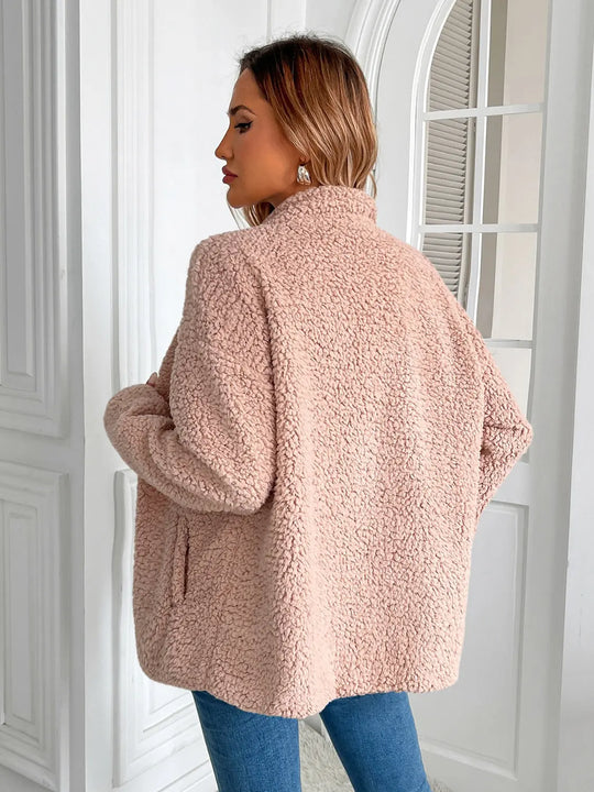 Ivy Lane Zip Up Long Sleeve Fuzzy Jacket Trendsi