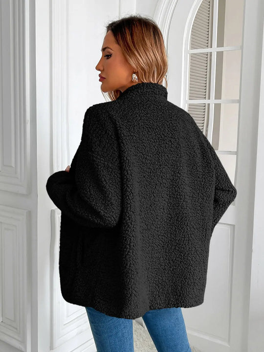 Ivy Lane Zip Up Long Sleeve Fuzzy Jacket Trendsi