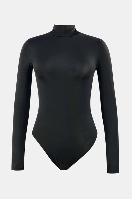 Mock Neck Long Sleeve One-Piece Swimwear Trendsi