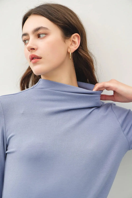 Mock Neck Long Sleeve Shirt Trendsi