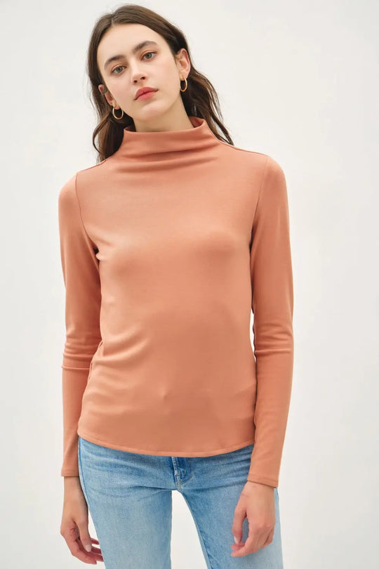 Mock Neck Long Sleeve Shirt Trendsi