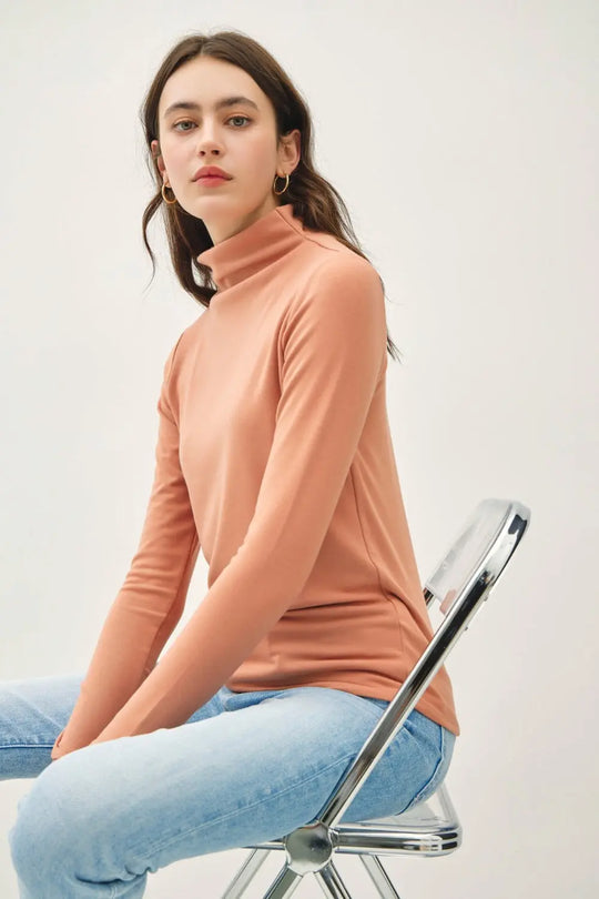 Mock Neck Long Sleeve Shirt Trendsi