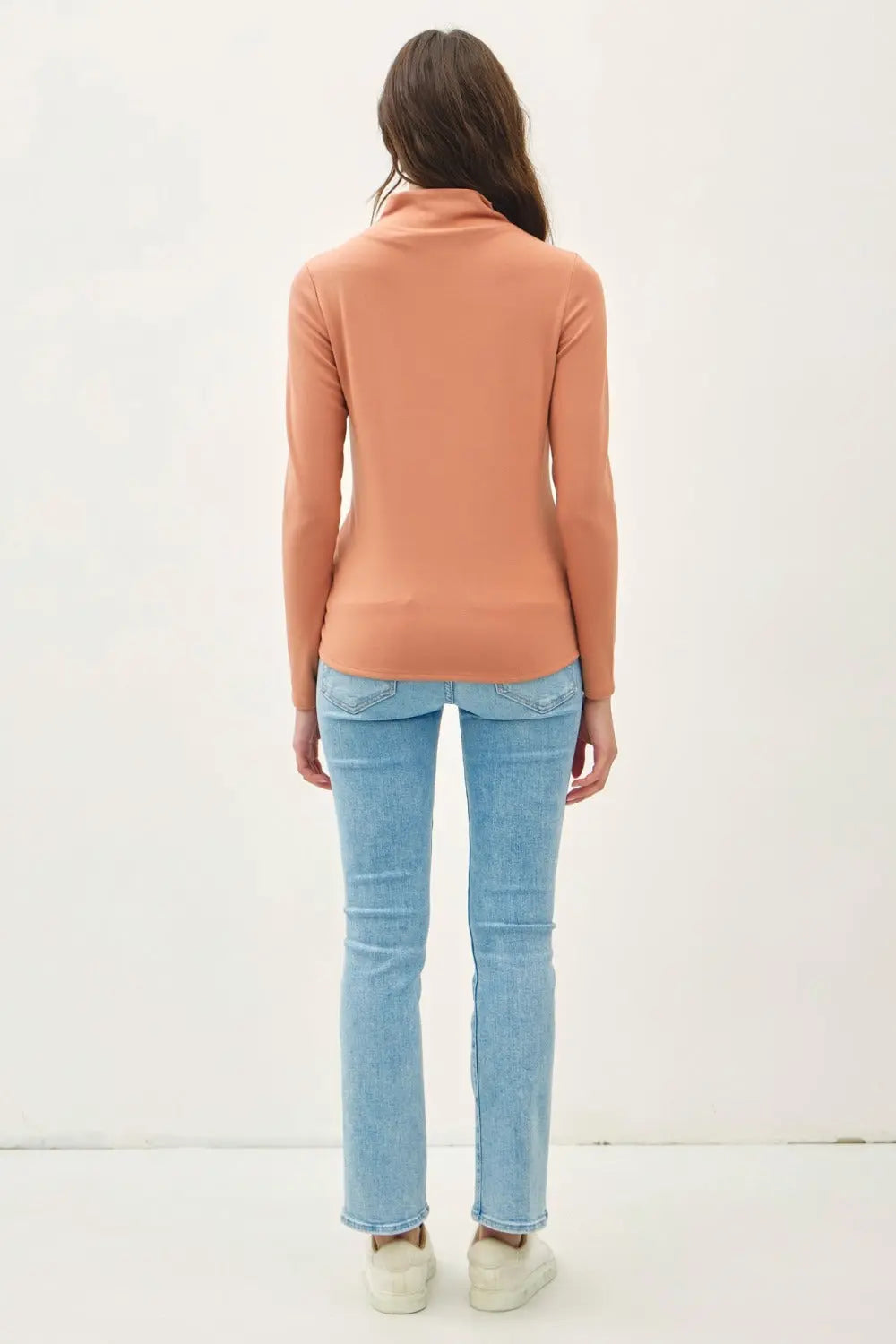 Mock Neck Long Sleeve Shirt Trendsi