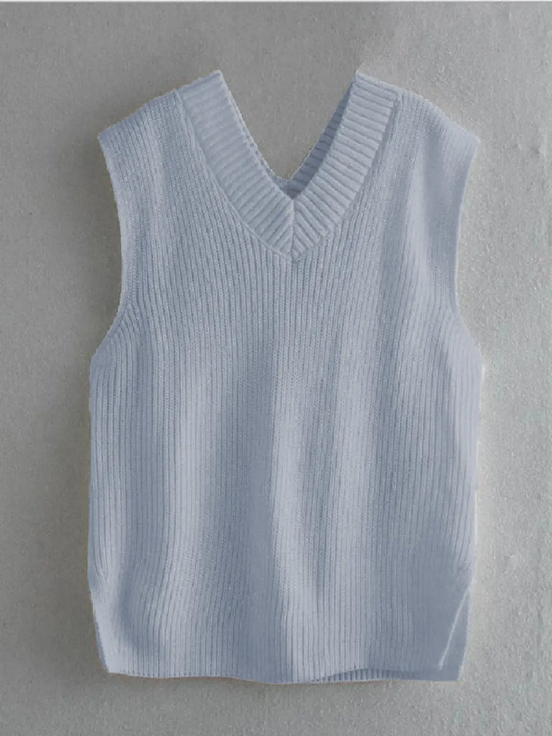 Ribbed V-Neck Sleeveless Sweater Vest Trendsi