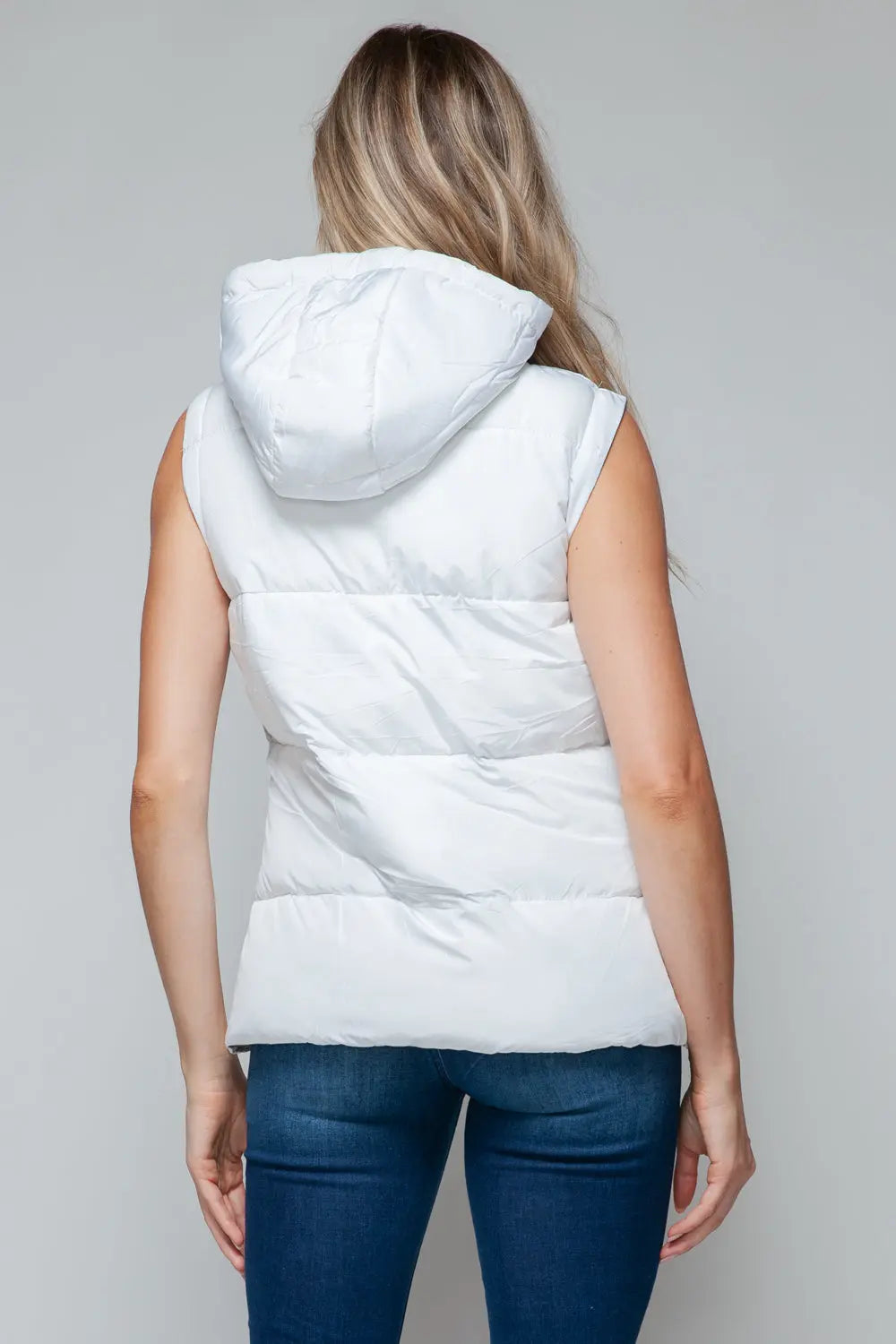 Snap and Zip Closure Hooded Vest Trendsi