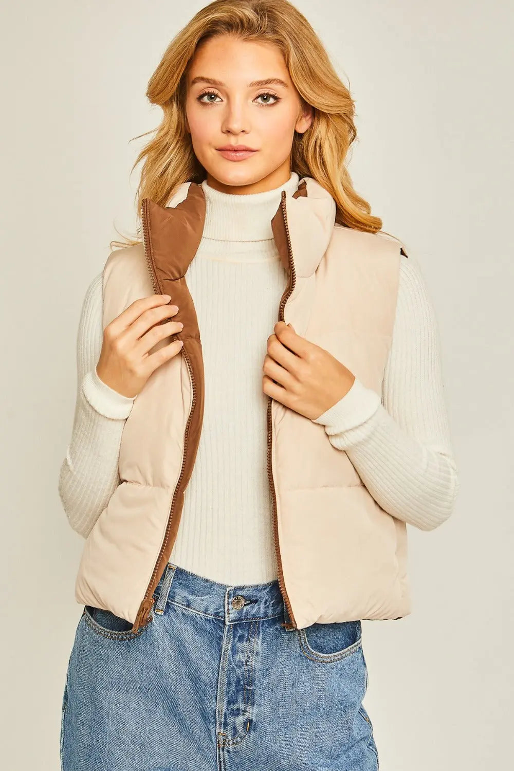 Zip Up Cropped Vest Trendsi