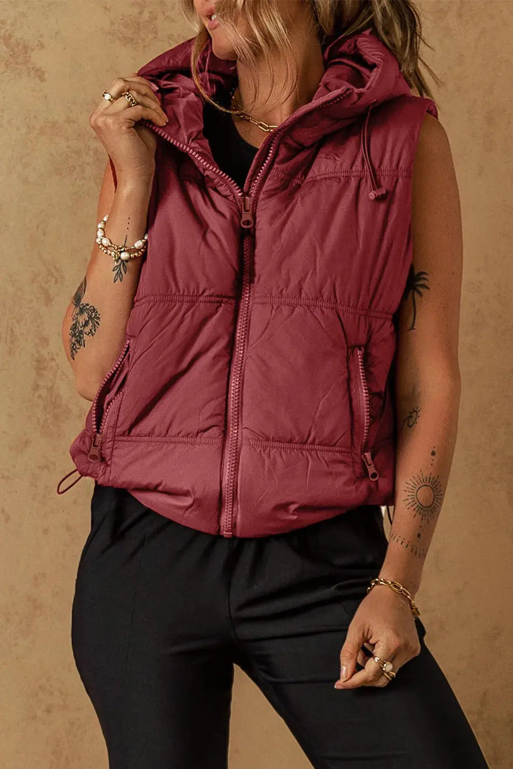 Zip Up Puffer Vest Trendsi