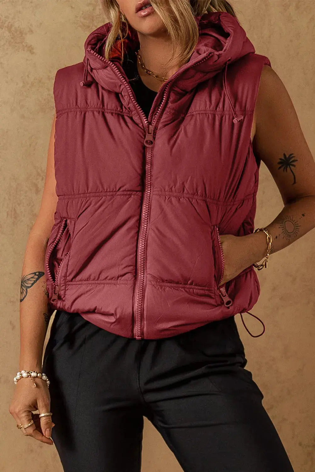 Zip Up Puffer Vest Trendsi