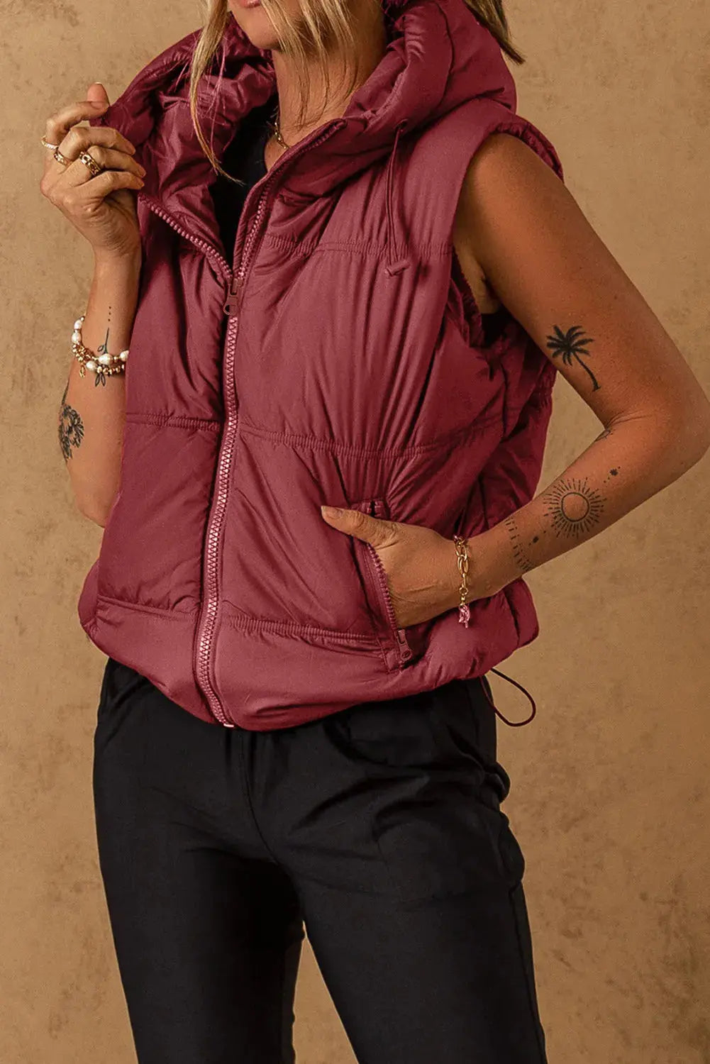 Zip Up Puffer Vest Trendsi