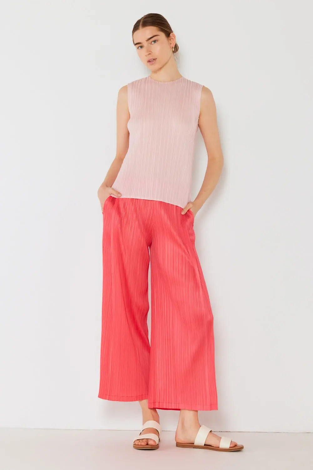 Marina West Swim - Pleated Wide-Leg Pants with Side Pleat Detail - Pfresh