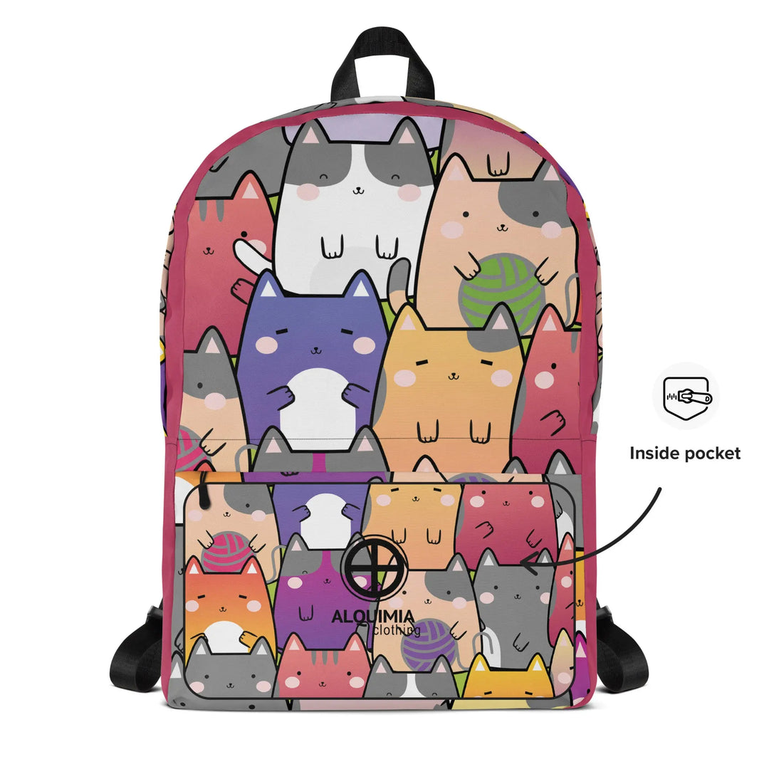 "Radiant Cats" - Minimalist Backpack for school and travel. - Pfresh