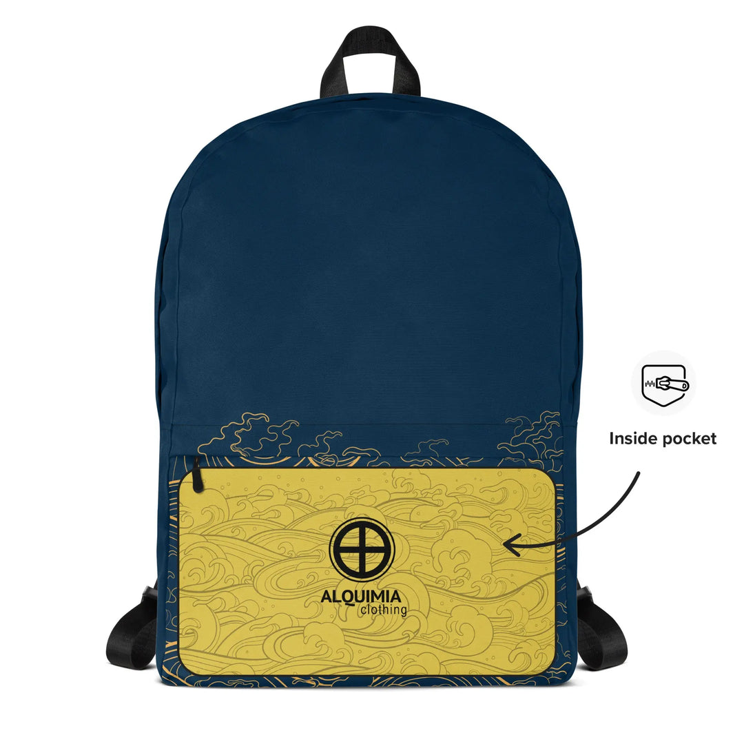 "Ocean One" - Golden Waves - Minimalist Backpack - Pfresh