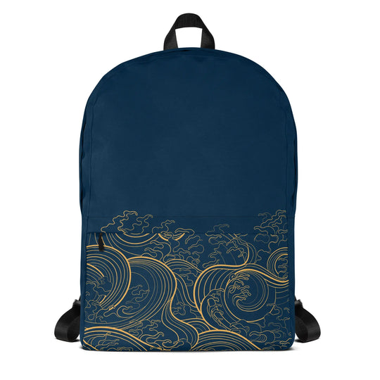 "Ocean One" - Golden Waves - Minimalist Backpack - Pfresh