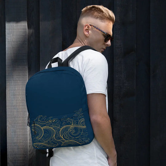 "Ocean One" - Golden Waves - Minimalist Backpack - Pfresh