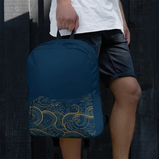 "Ocean One" - Golden Waves - Minimalist Backpack - Pfresh