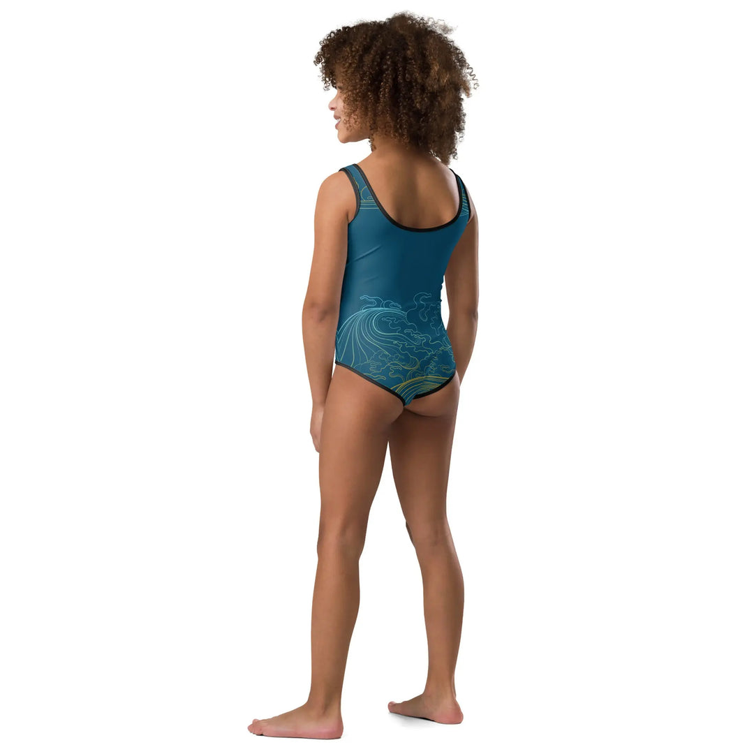 "Ocean One" - Deep Sea - Kids Swimsuit, black trim - Pfresh