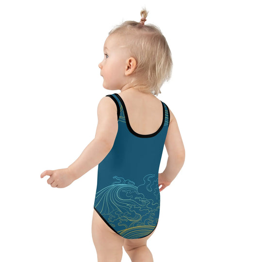 "Ocean One" - Deep Sea - Kids Swimsuit, black trim - Pfresh