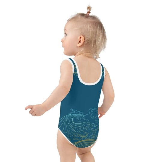 "Ocean One" - Deep Sea -  Kids Swimsuit, white trim - Pfresh