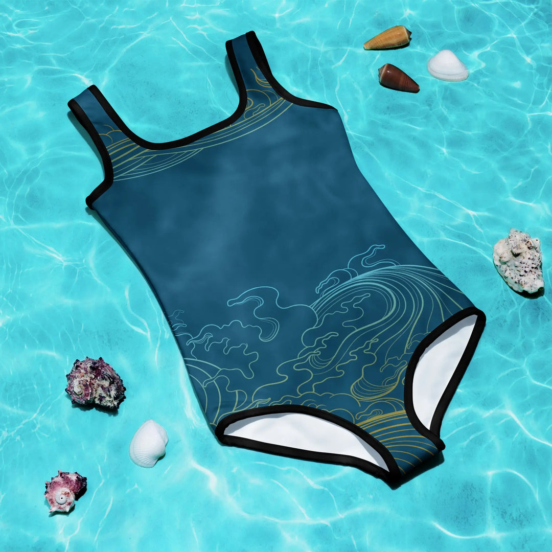 "Ocean One" - Deep Sea - Kids Swimsuit, black trim - Pfresh