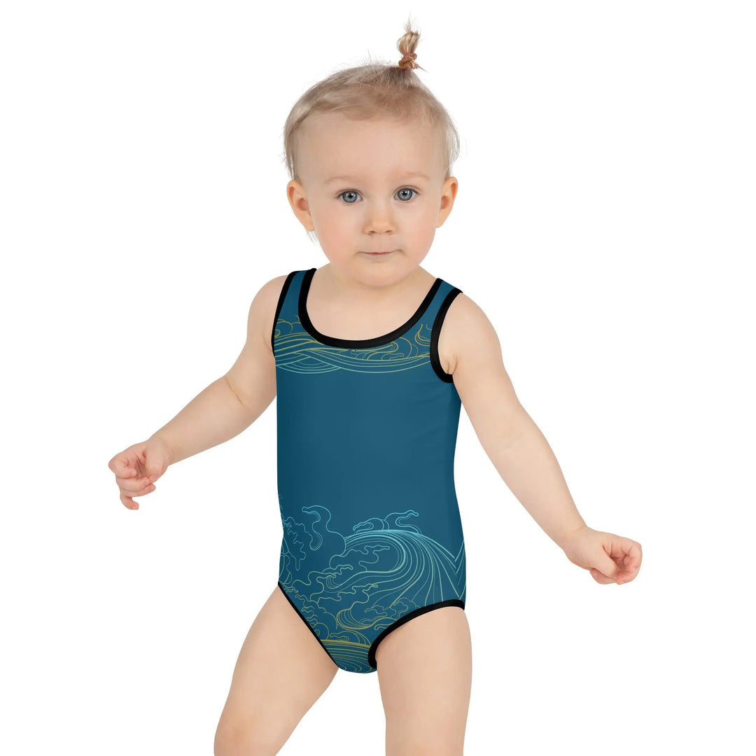 "Ocean One" - Deep Sea - Kids Swimsuit, black trim - Pfresh