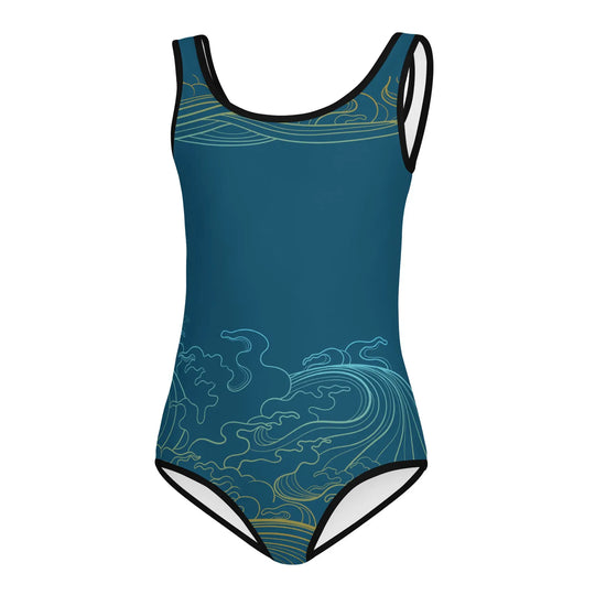 "Ocean One" - Deep Sea - Kids Swimsuit, black trim - Pfresh