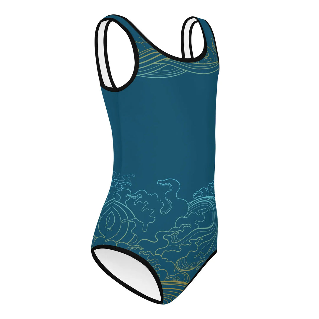 "Ocean One" - Deep Sea - Kids Swimsuit, black trim - Pfresh